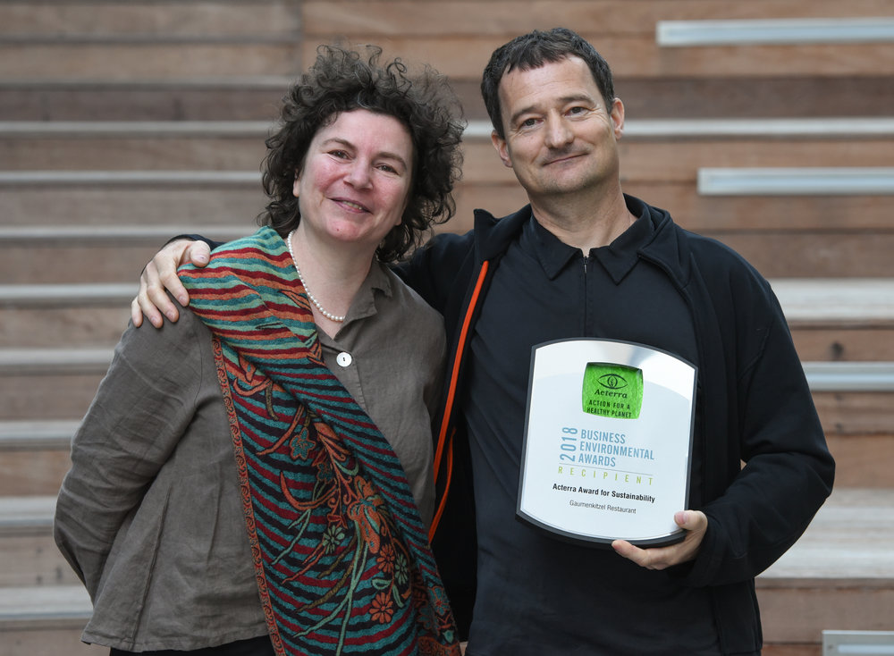 Kai Flache and Anja Voth awardees Business Acterra Environmental Award 2018